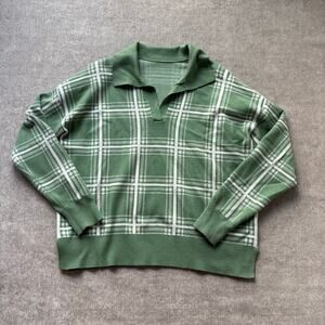 Green Plaid Polo Sweater